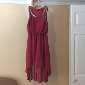 Burgundy and metal style outline on top dress